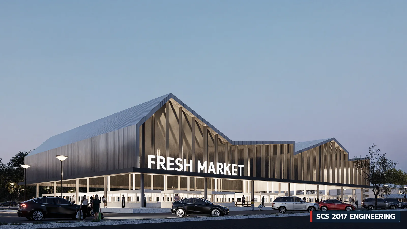 ภาพ 3D อาคารตลาดสด Fresh Market และโซนพาณิชยกรรมในโครงการ